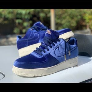 Royal Blue Velvet AF1’s